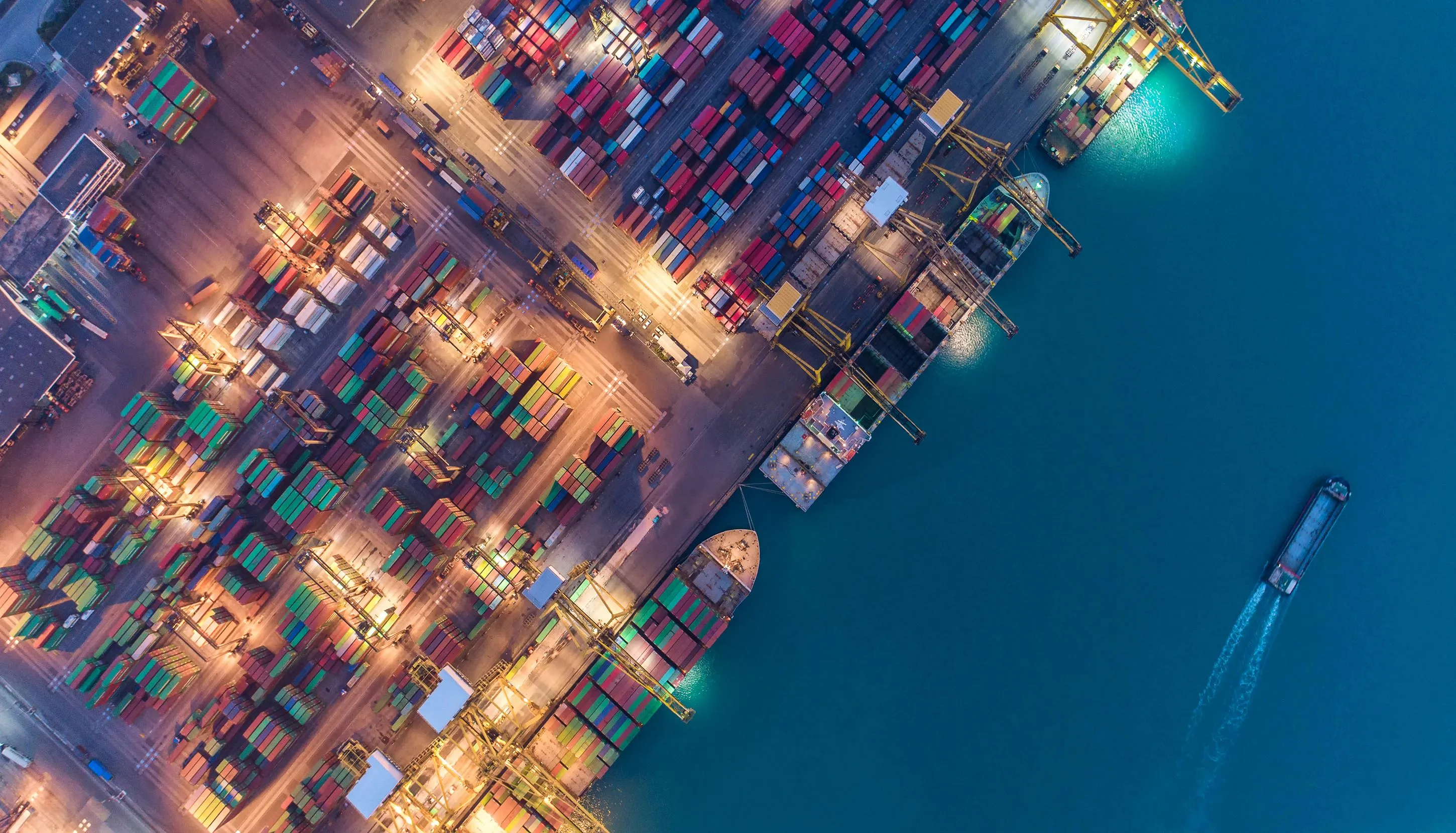 Container ship in export and import business and logistics